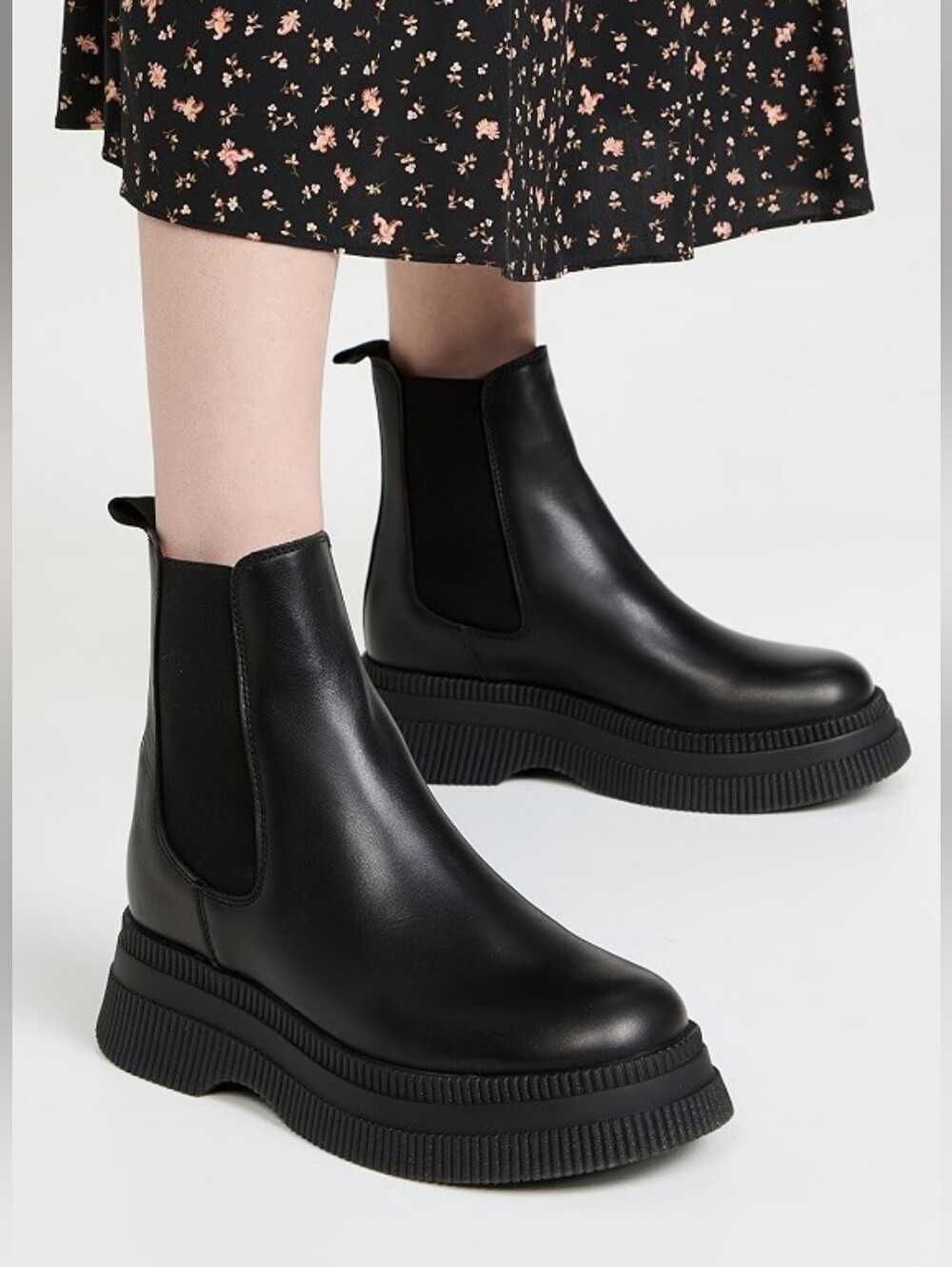 Ganni Creeper Black Chelsea Platform Ankle Boots - Women's Sz 37
